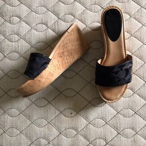 Coach black wedges